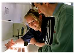 Leanne and Graeme at work